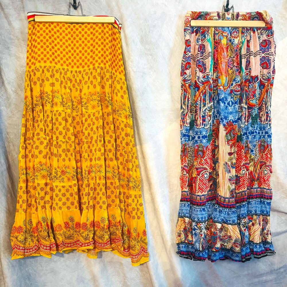 2 Anthropologie Maxi Skirts with head sown beads on each - Both Size 8